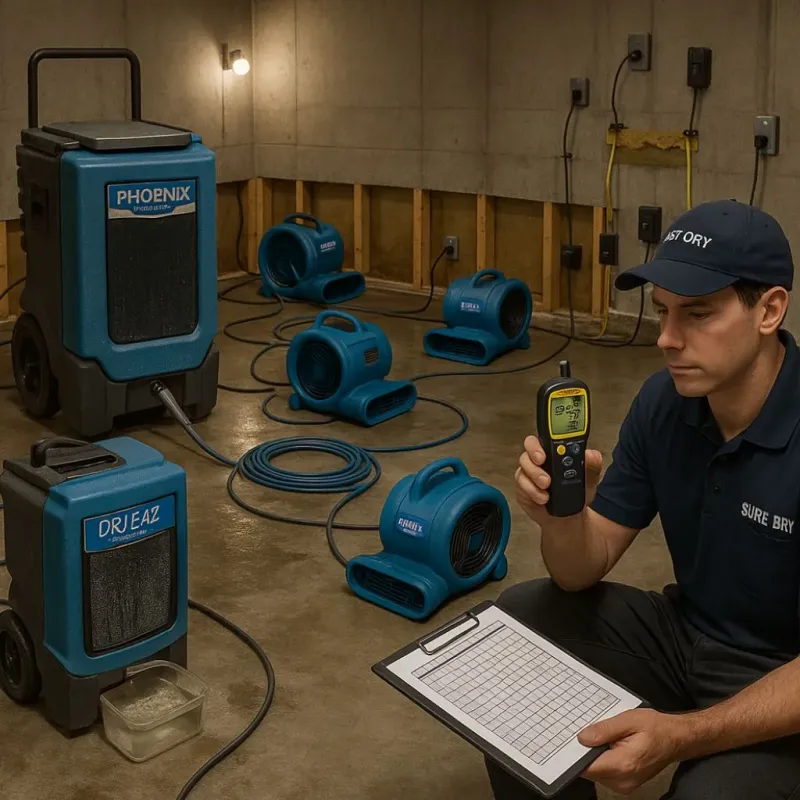 Structural Drying and Dehumidification process in Pine City, MN